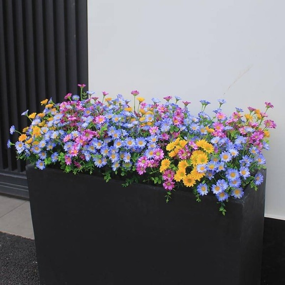 Artificial Daisy Flower Bunches Yellow Purple Pink Blue Silk Floral Arrangements - Picture 3 of 4